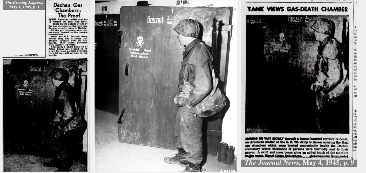 Holocaust - American newspapers - May 1945 - Dachau - gas chamber - the proof - delousing - typhus -
