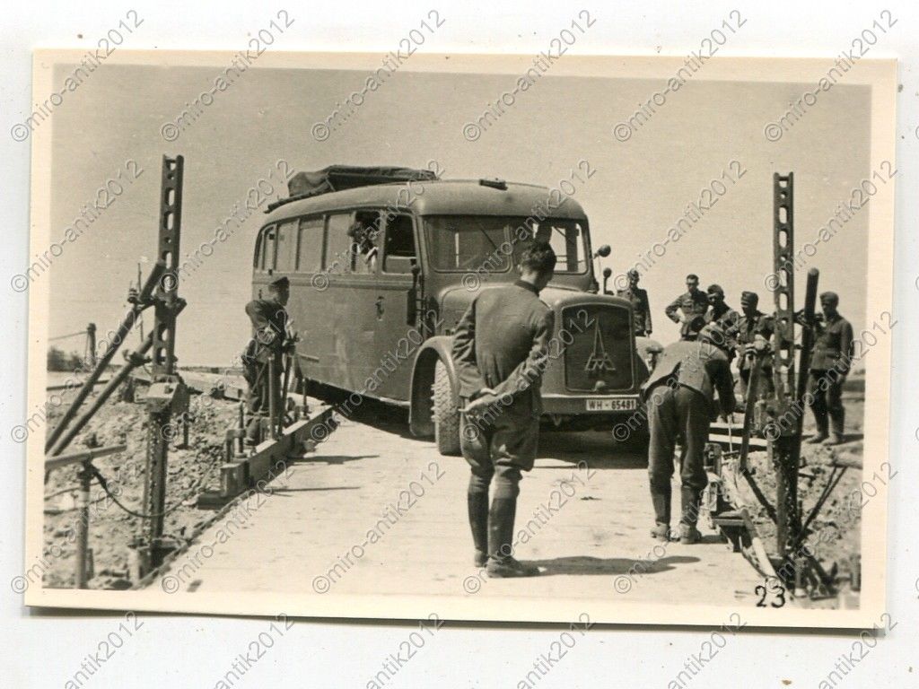 Foto, Wehrmacht, Bus, Omnibus, Brücke bei Bobrui
