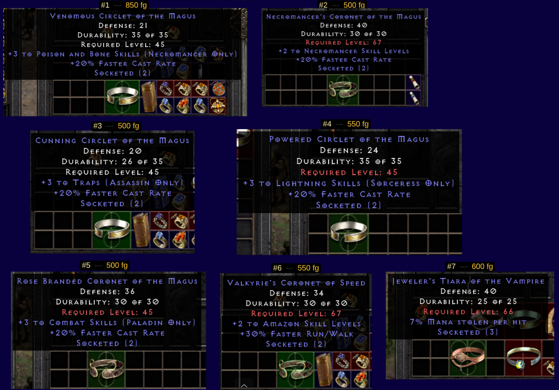  Pvp Tiara Shops (+3skills 20fcr 2os) Topic d2jsp