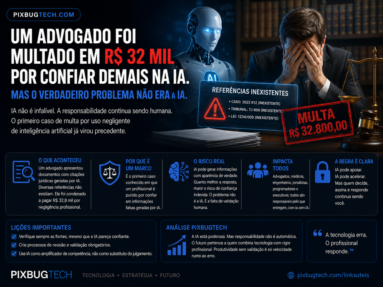 🔬 Um advogado foi multado em R$ 32 mil por confiar demais na IA. Mas o verdadeiro problema não era a IA.