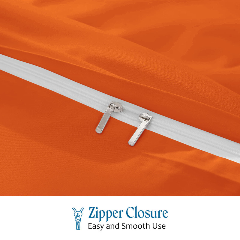 Picture of 1000 TC 100% Egyptian Cotton Duvet set Zipper Closur Ultra Soft Durable and Fade Resistant Color Orange Solid size King