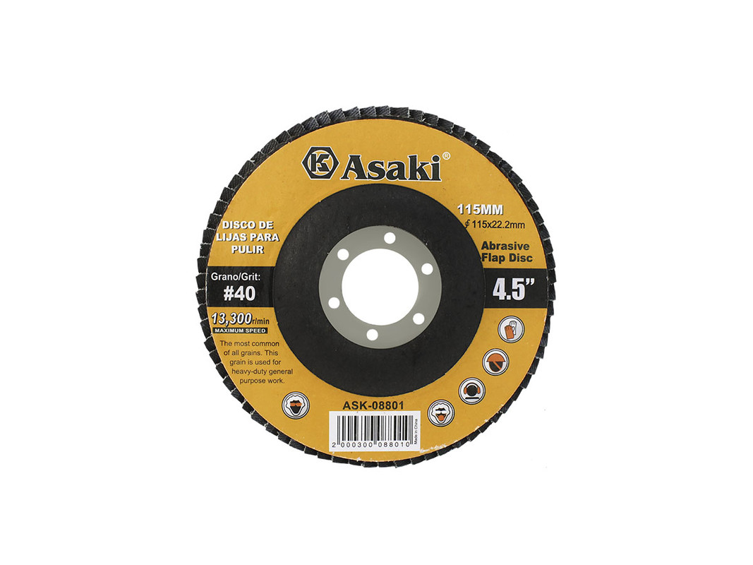 DISCO DE LIJAS PARA PULIR 115MM P40 ASAKI