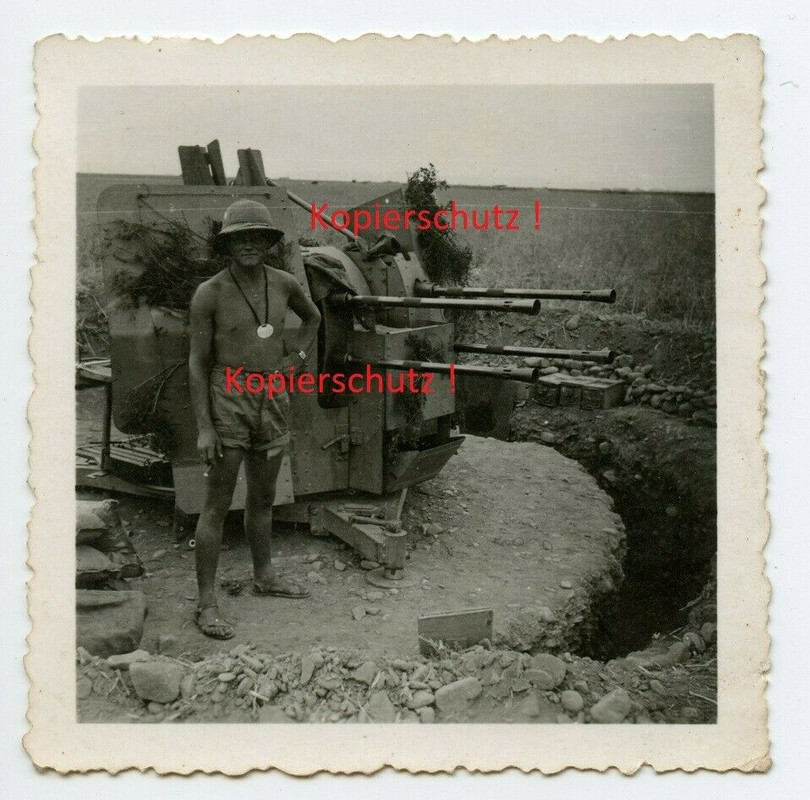 Foto Tropen Italien Afrika Afrikakorps Flak Vierling Tropenhelm Geschütz