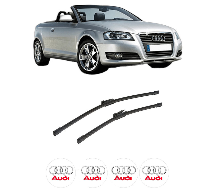 Set stergatoare auto AUDI A3 Convertible (8P7) din 2008-2013, pentru parbriz auto, 2 bucati, Bosch Aerotwin, din cauciuc siliconat rezistent, 4 Stickere Auto AUDI