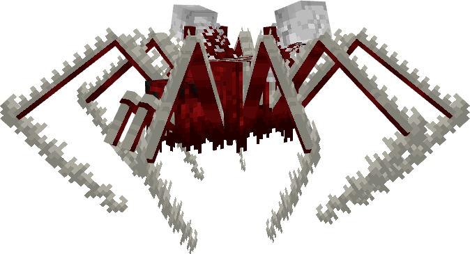 A giant spider made of flesh with corpses on its back