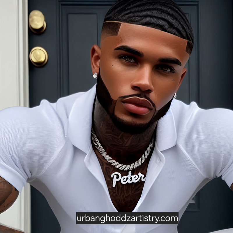 Urban digital art black male photo realism waves