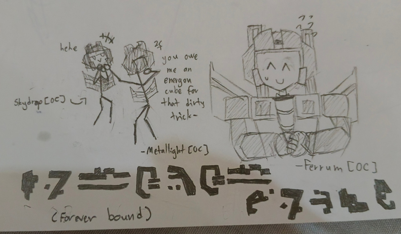 The first drawing I actually made of Ferrum, Metallight and Skydrop lol