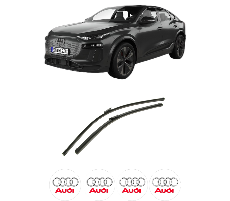 Set stergatoare auto AUDI Q6 E-TRON (GFB) din 2024, pentru parbriz auto, 2 bucati, Bosch Aerotwin, din cauciuc siliconat rezistent, 4 Stickere Auto AUDI
