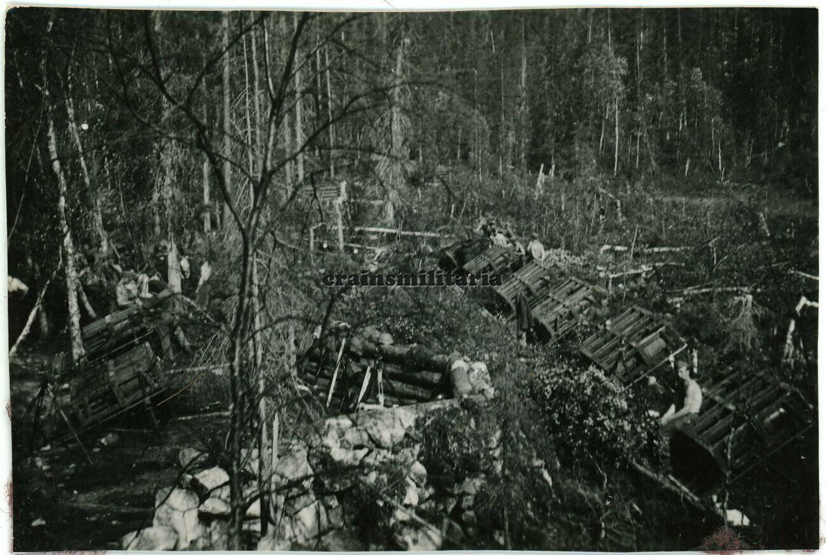 Orig. Foto Gebirgsjäger 32 cm Nebelwerfer schweres Wurfgerät 40 in Finnland 1942..