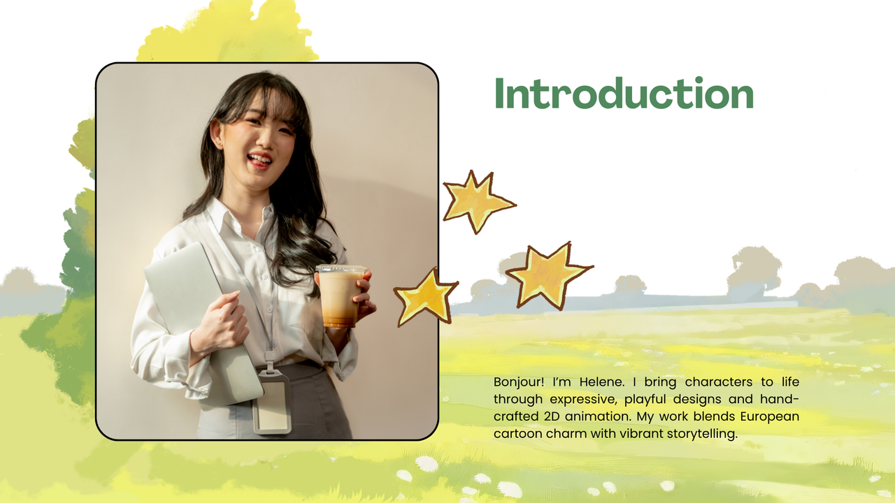 Green and Blue Illustrated Creative Portfolio Presentation