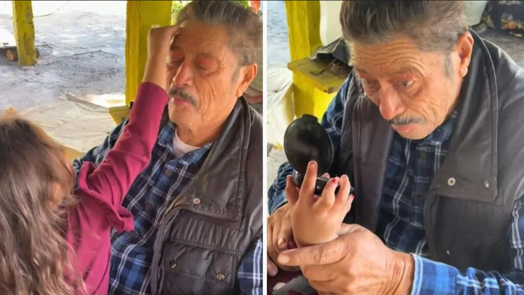 Abuelo se convierte en la sensación de TikTok por dejarse maquillar por su nieta