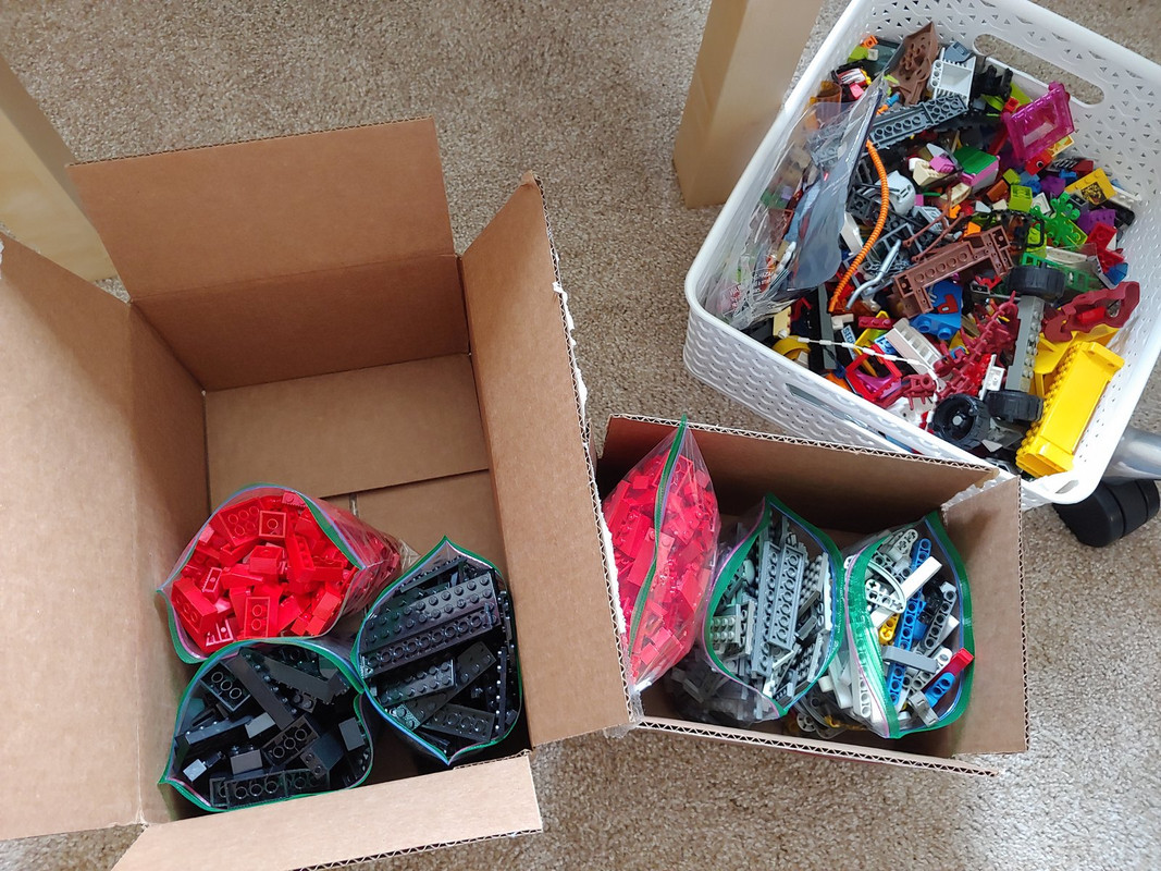 07. Lots of red bricks. The bin of "weird stuff" is growing.