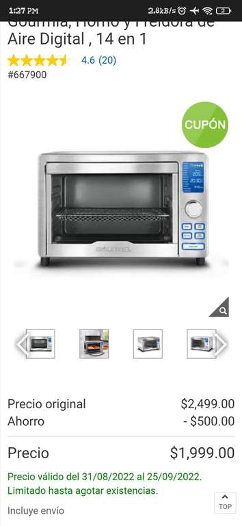 Costco, Gourmia, Horno y Freidora de Aire Digital , 14 en 1 
