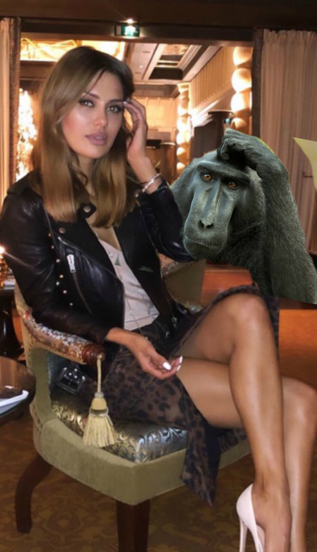 мартышка с боней чешут голову ГОТОВО