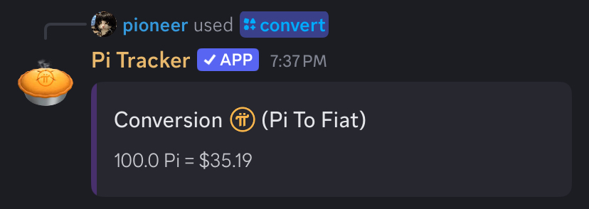 Example of Pi to USD conversion