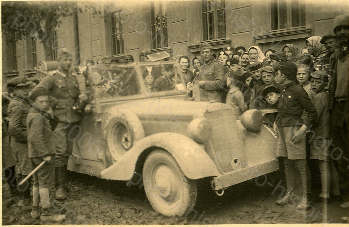 Serbien 11. Panzer-Division - Begrüßung Volksdeu