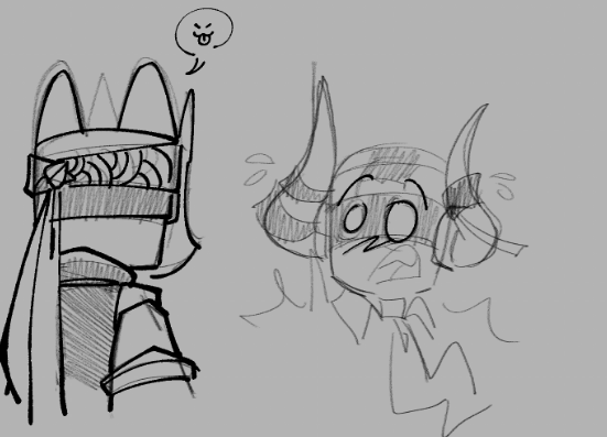 Boombox having a shocked expression when seeing Slingshot in his past/Darkage Clan outfit.