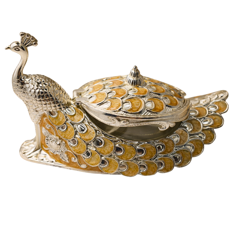 Peacock Shape Mouth Freshener Pot With Spoon (orange)