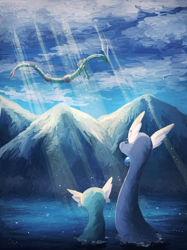 rayquaza-dragonair-and-dratini-pokemon-d