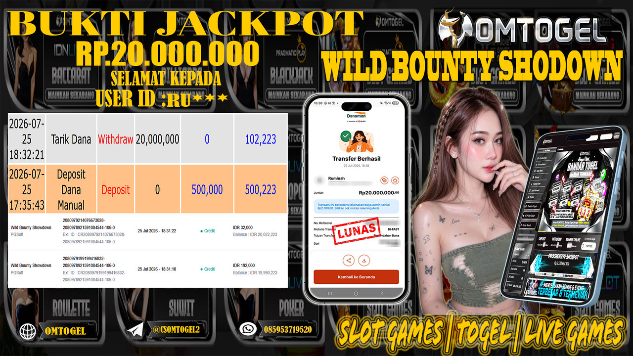 OMTOGEL JACKPOT PG SOFT WILD BOUNTY SHOWDOWN Rp,20,000,000,- DIBAYAR LUNAS