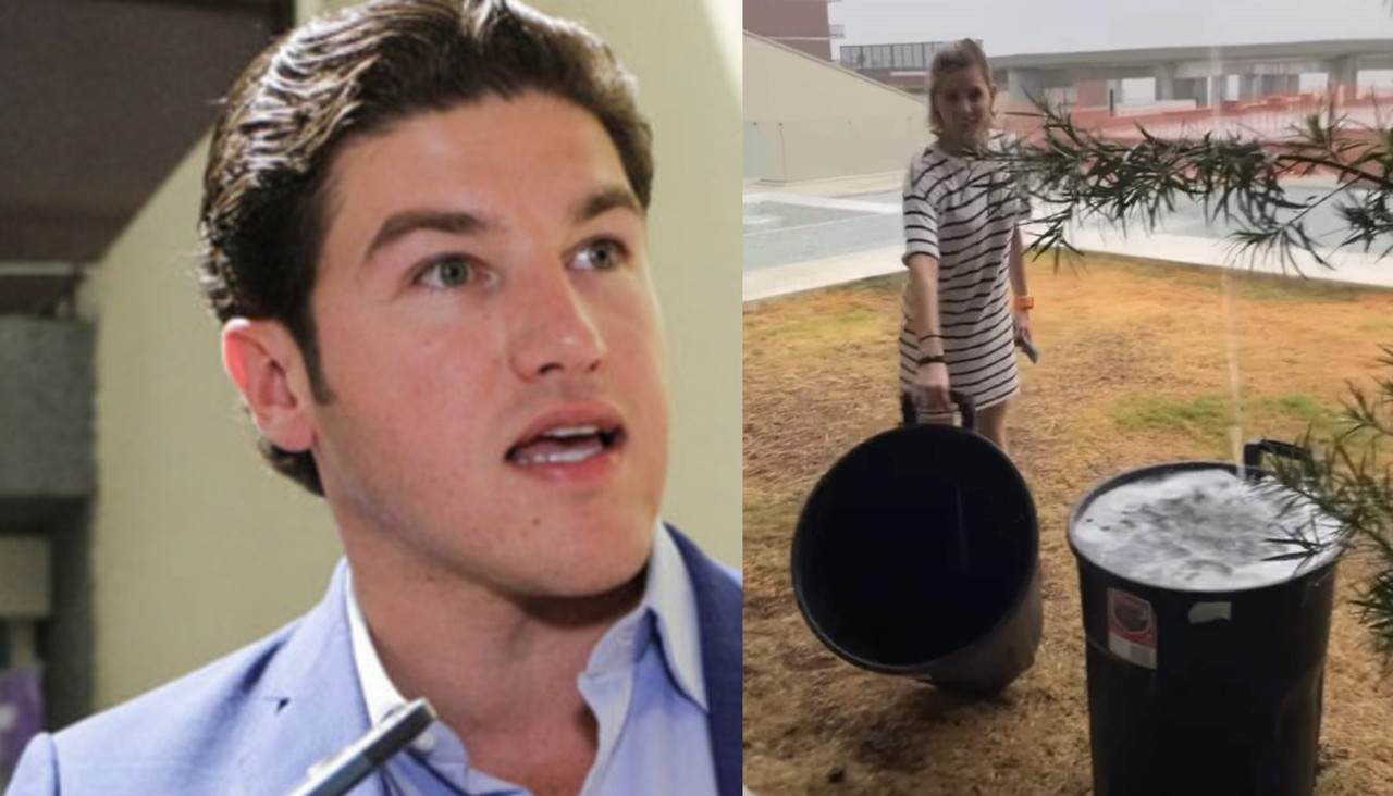 Samuel García y Mariana capta agua de lluvia en Nuevo León y lo presumen