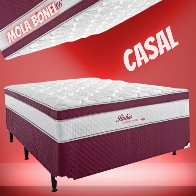 Cama Box Casal Herval Conjugada de Mola Bonel – 57x138x188cm Rúbio Comfot