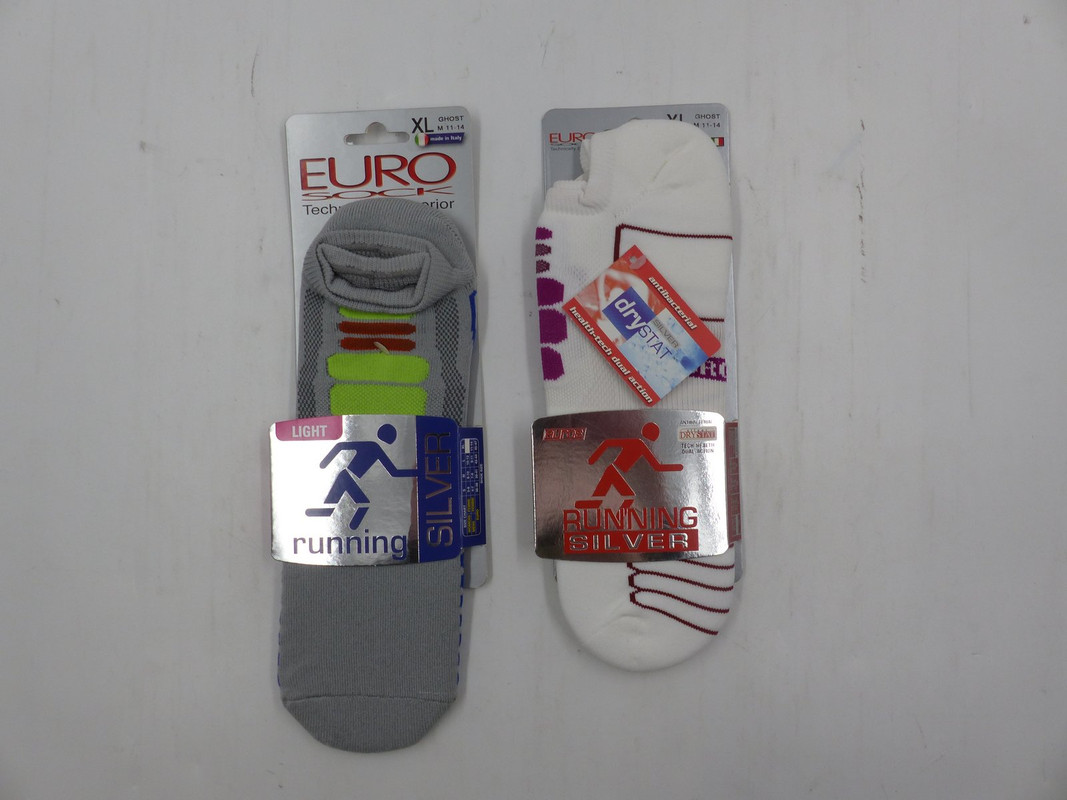 LOT OF 2 EURO SOCK 6409 LIGHT & MEDIUM WEIGHT MENS RUNNING SOCKS SIZE XL