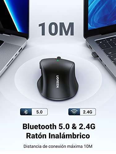 Amazon: Mouse/Ratón UGREEN Bluetooth, Inalámbrico 2.4G, 4000 dpi, 6 Botones, Ergonómico para Tablet, Celular, Laptop, PC, etc