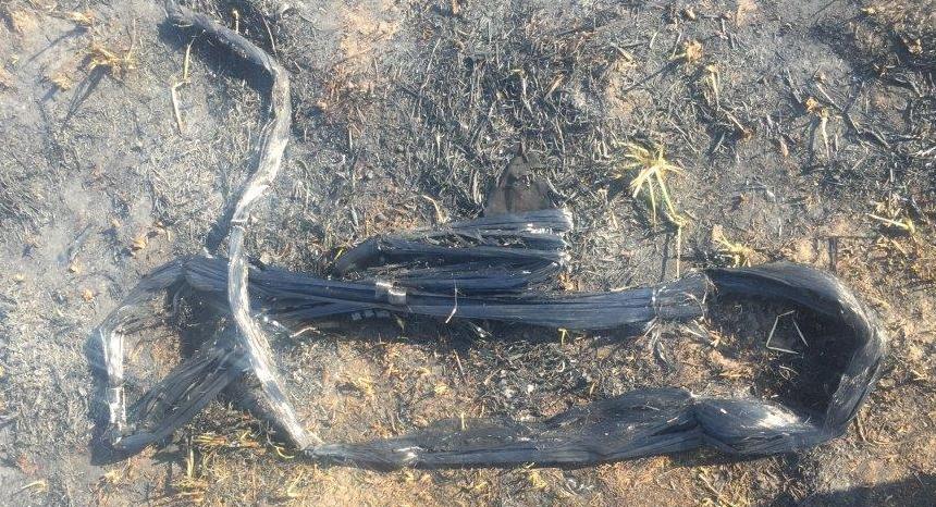 Подпись: Углепластиковое удилище после прохождения электрического тока