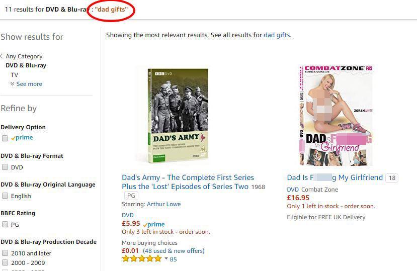 Amazon slammed for selling hardcore porn DVD in ‘Dad Gifts’ category…