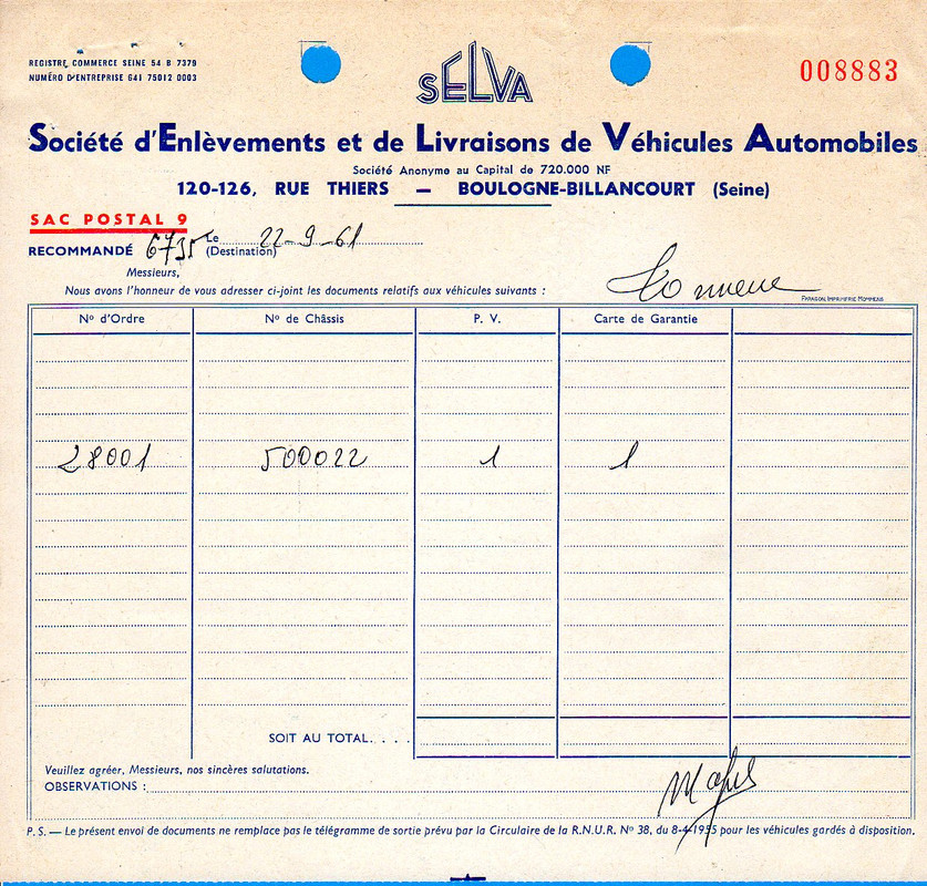 1961-09-22 - R3 Ravin (4) Selva bon de sortie