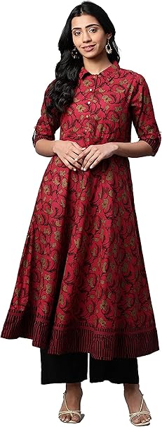 Yash Gallery Women's Cotton Printed Anarkali Kurta
