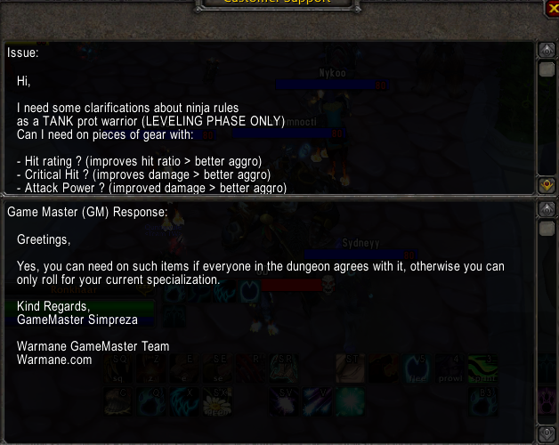 answer question warmane