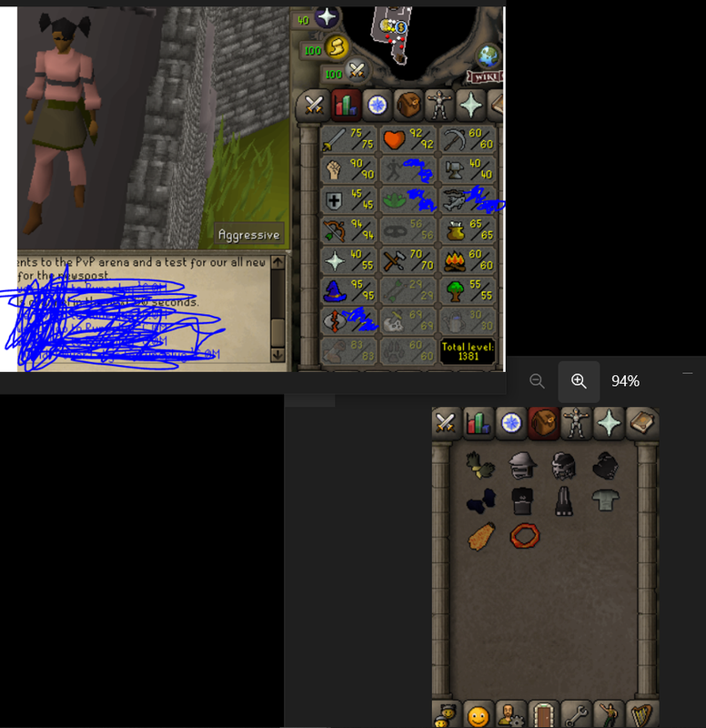 AMAZING LVL 94 75 ATK ZERK - POH - MM2 - VOID - B GLOVES