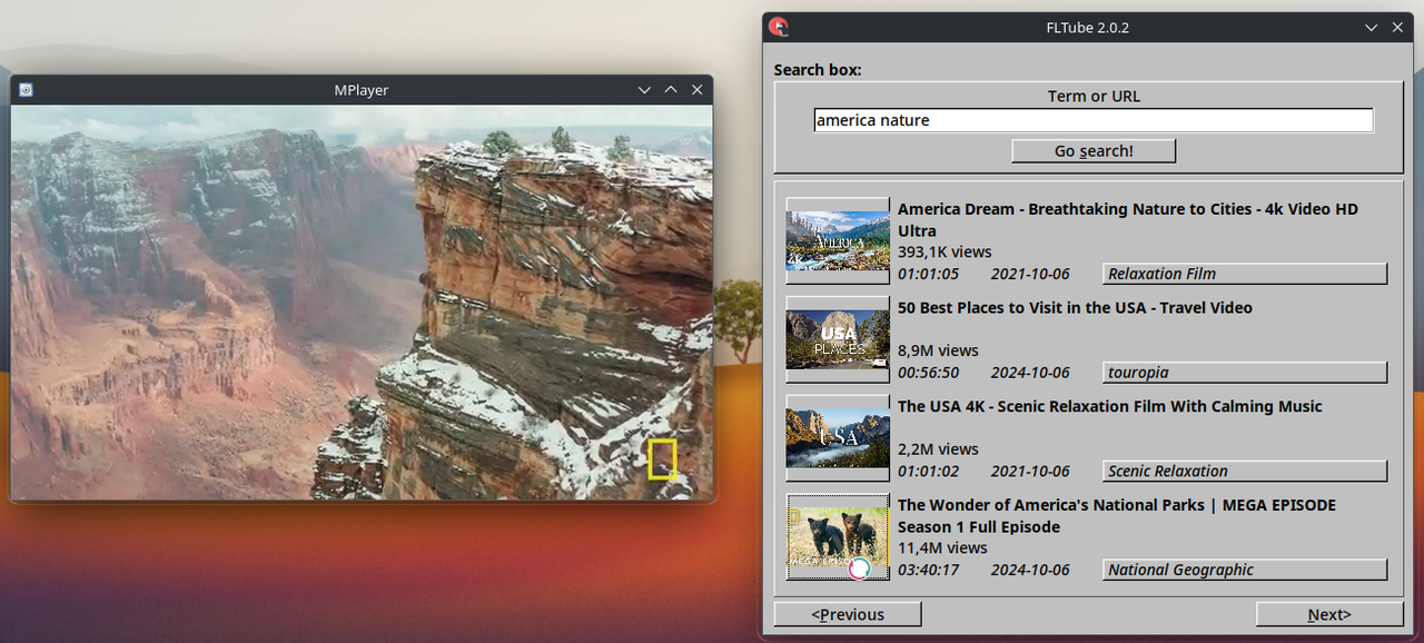 FLTube in action on Arch Linux