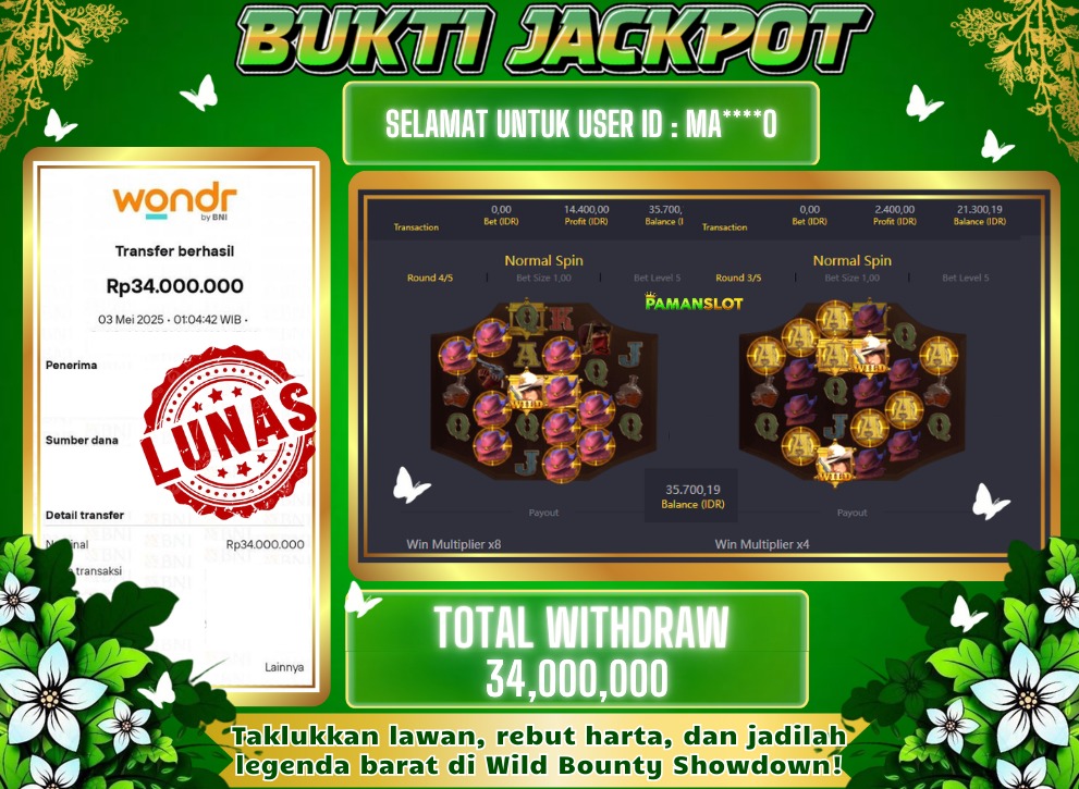 PAMANSLOT JACKPOT Wild Bounty Showdown Rp 34,000,000 - LUNAS