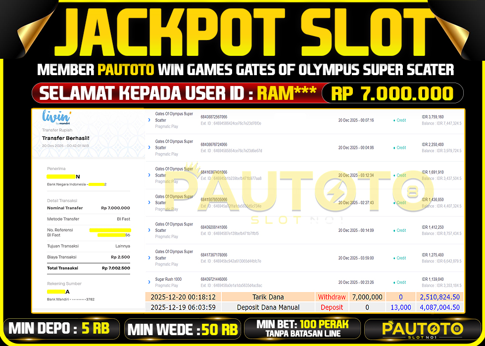 BUKTI JACKPOT LUNAS PAUTOTO