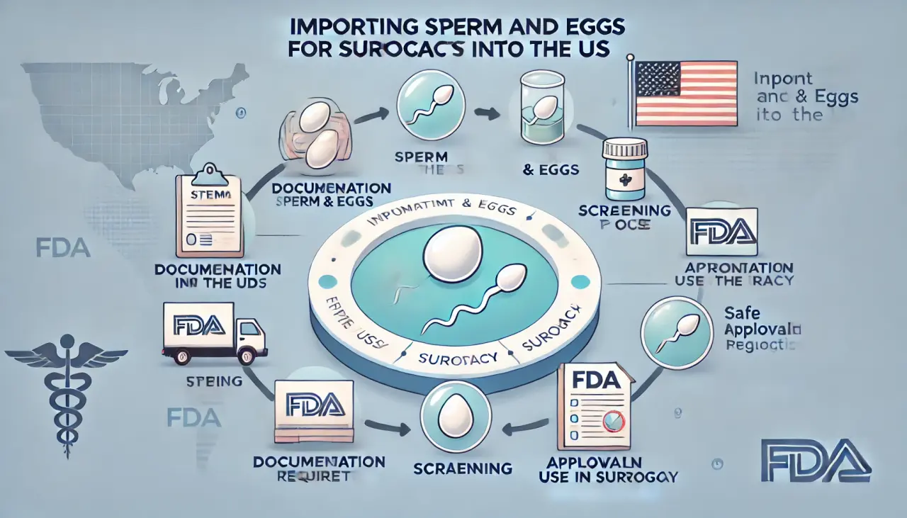 FDA regulations for importing sperm and eggs for surrogacy.