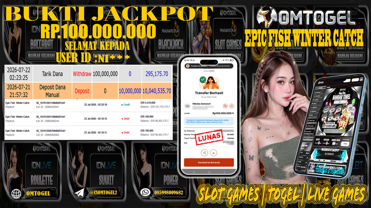 OMTOGEL JACKPOT PLAYTECH EPIC FISH WINTER CATCH  Rp,100,000,000,- DIBAYAR LUNAS