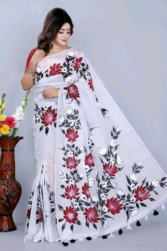 Hand Print Half Silk Sharee