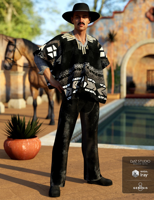 dForce Western Poncho Outfit for Genesis 8 Male(s) (REPOST)