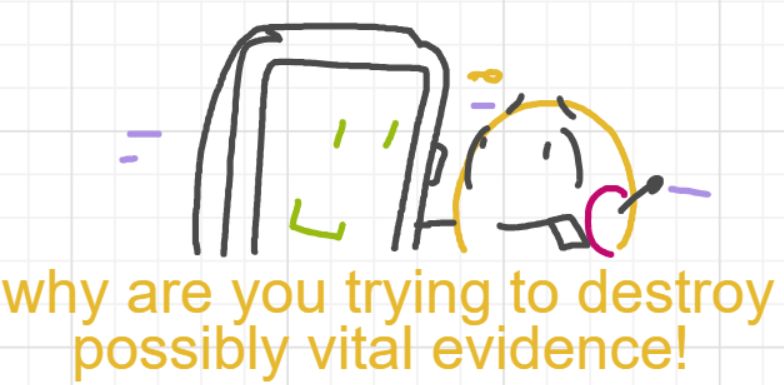 A panel from A Murder On The, episode six of the Board Boards object show by Furretwalk/WalkingFurret.