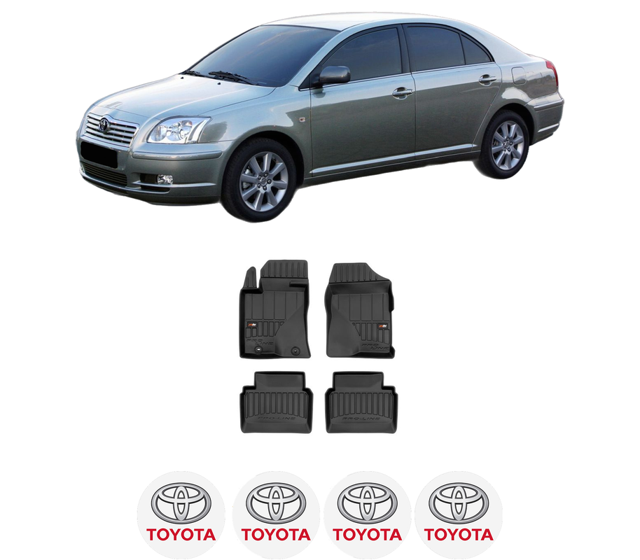 Set covorase presuri TOYOTA AVENSIS (_T25_) din 2003-2008, auto, din cauciuc thermoplastic, 4 Stickere auto cu TOYOTA