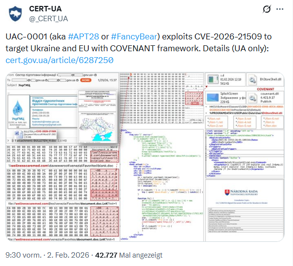 Angriffe auf Office (CERT UA)