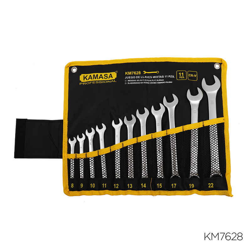 JUEGO LLAVE MIXTA 11PCS  8-22MM CR-V KAMASA