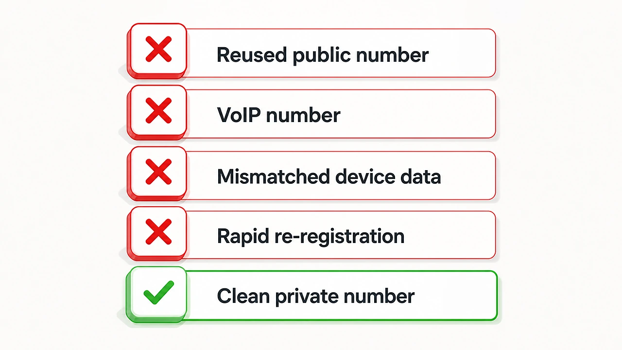 Checklist of common mistakes that trigger extra phone verification or account bans