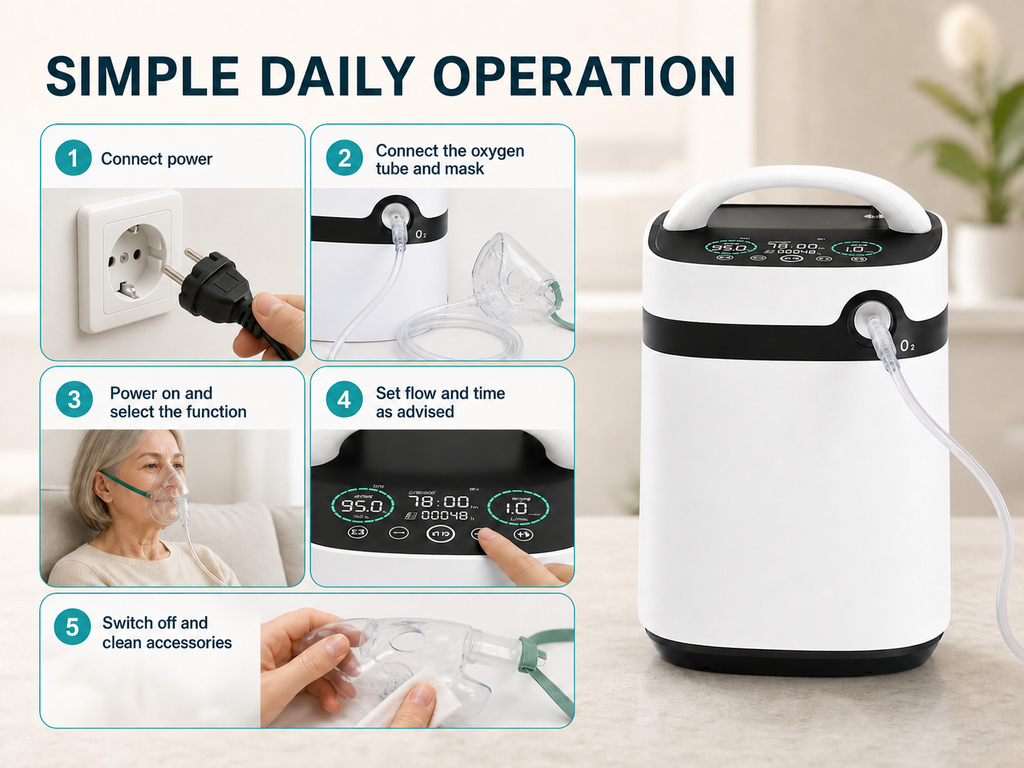 Pasi simpli de utilizare pentru concentratorul de oxigen Excitat