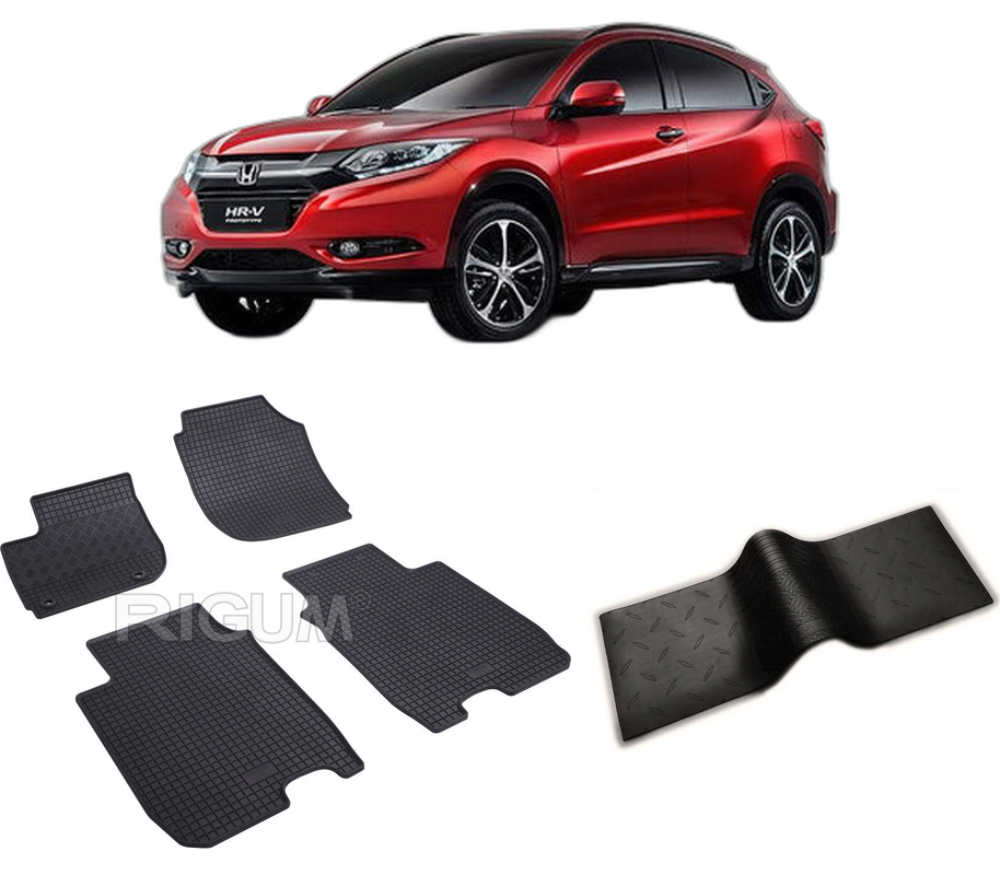 Set covorase auto HONDA HR-V II din 11.2013-2022, cu covoras tunel median, CAROSERIE SUV, Presuri cauciuc 100%, compatibil cu autoturismul HONDA HR-V II, Rigum