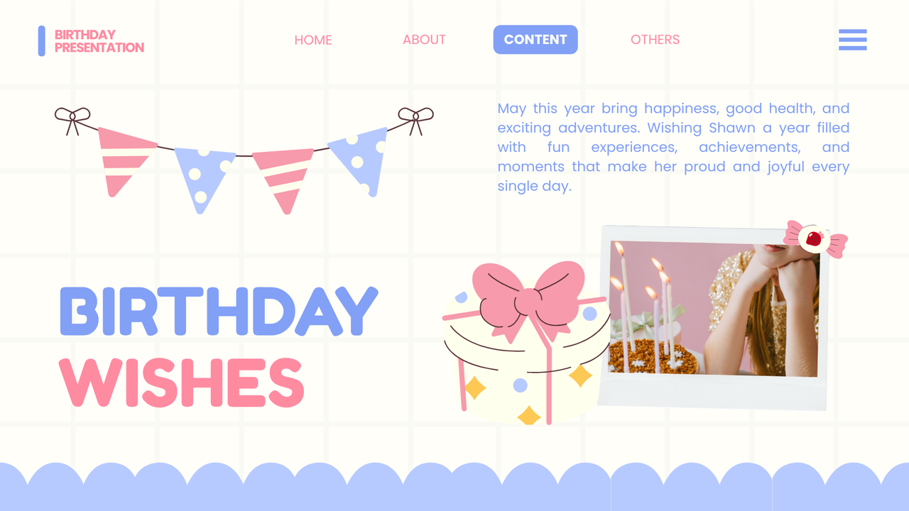 Blue and Pink Illustrative Playful Birthday Presentation