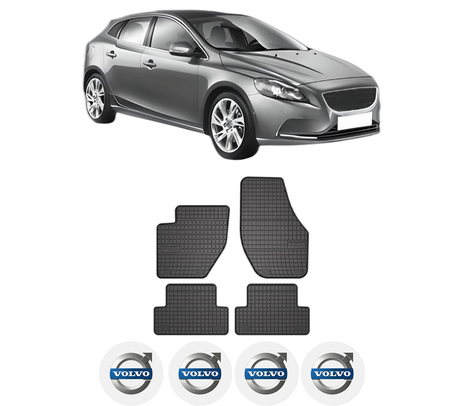 Set covorase presuri VOLVO V40 Hatchback (525) din 2012-2019, auto, din cauciuc thermoplastic, 4 Stickere auto cu VOLVO